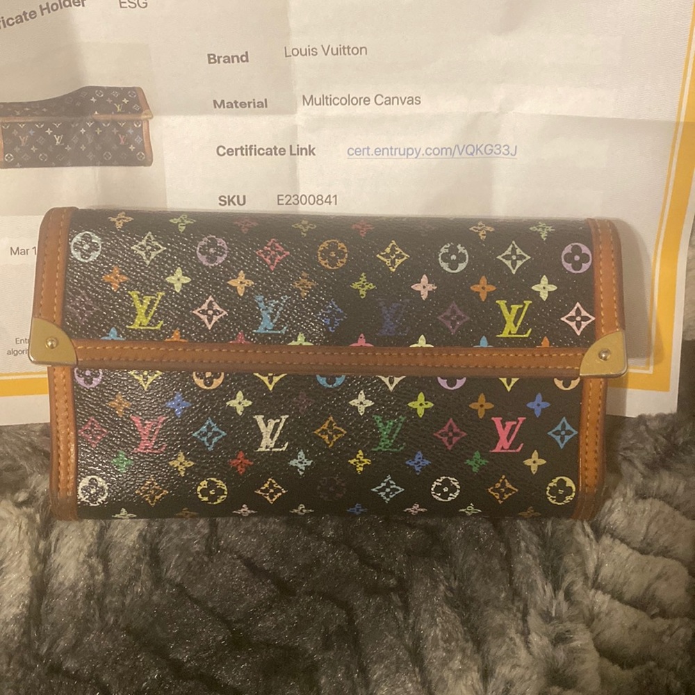 Louis Vuitton Porte Tresor Murakami International Black Multicolor...w/COA